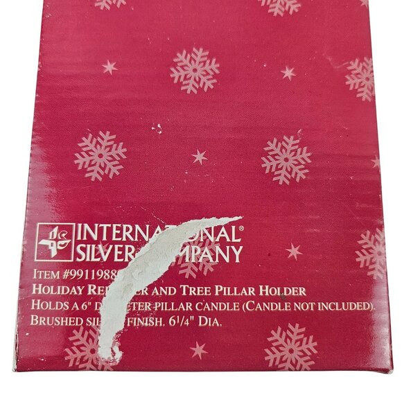 International Silver Holiday Reindeer Tree Pillar Holder 6.25 in Brushed Silver - Picture 3 of 10